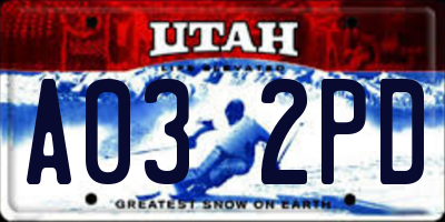 UT license plate A032PD