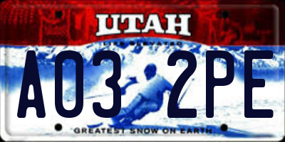 UT license plate A032PE