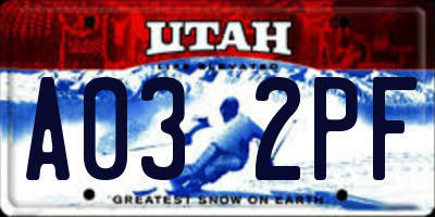 UT license plate A032PF