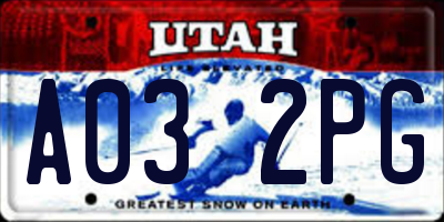 UT license plate A032PG