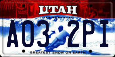 UT license plate A032PI