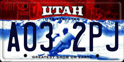 UT license plate A032PJ