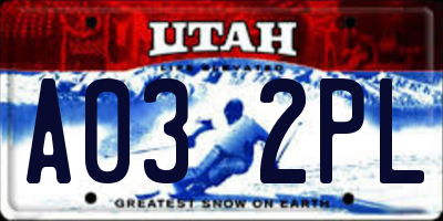 UT license plate A032PL