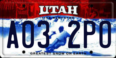 UT license plate A032PO