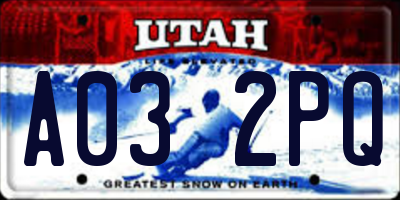 UT license plate A032PQ