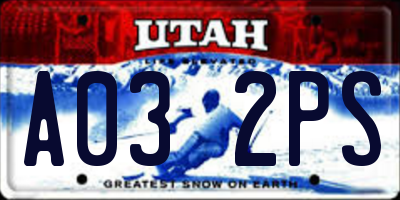 UT license plate A032PS