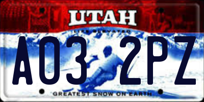 UT license plate A032PZ