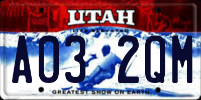 UT license plate A032QM