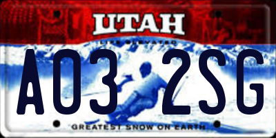 UT license plate A032SG