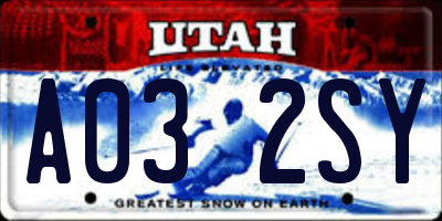 UT license plate A032SY
