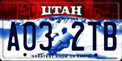 UT license plate A032TB