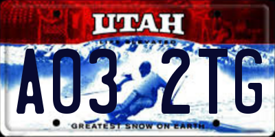 UT license plate A032TG