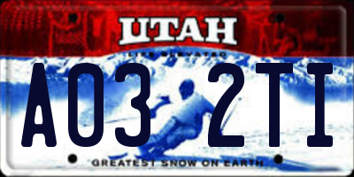 UT license plate A032TI