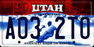 UT license plate A032TO