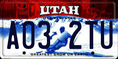 UT license plate A032TU