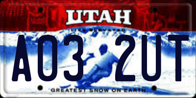 UT license plate A032UT