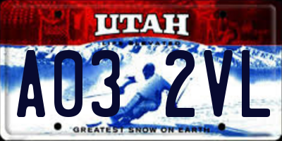 UT license plate A032VL