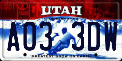 UT license plate A033DW