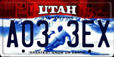 UT license plate A033EX