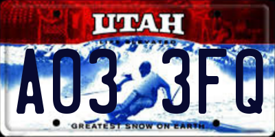 UT license plate A033FQ