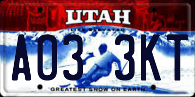 UT license plate A033KT