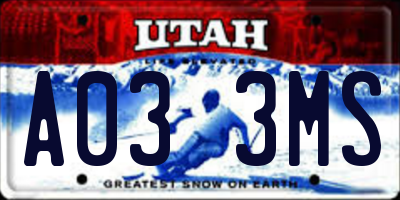 UT license plate A033MS