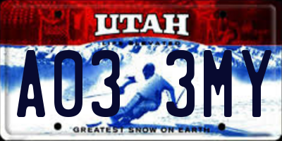 UT license plate A033MY