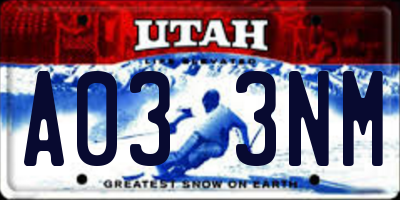 UT license plate A033NM
