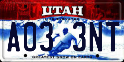UT license plate A033NT