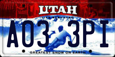 UT license plate A033PI
