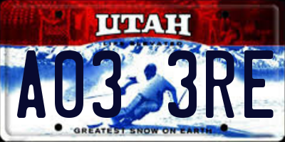 UT license plate A033RE