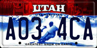 UT license plate A034CA