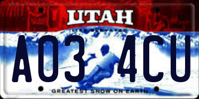 UT license plate A034CU