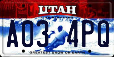 UT license plate A034PQ