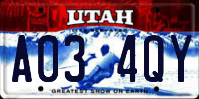 UT license plate A034QY