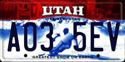 UT license plate A035EV