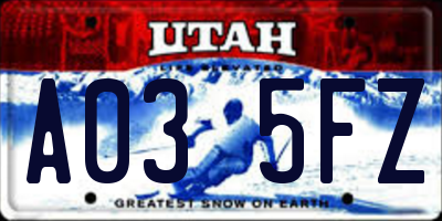 UT license plate A035FZ