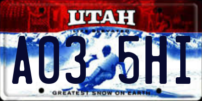UT license plate A035HI