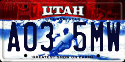 UT license plate A035MW