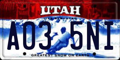 UT license plate A035NI