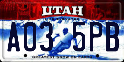 UT license plate A035PB