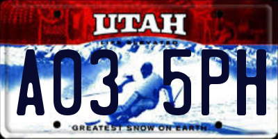 UT license plate A035PH