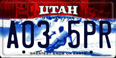 UT license plate A035PR