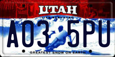 UT license plate A035PU