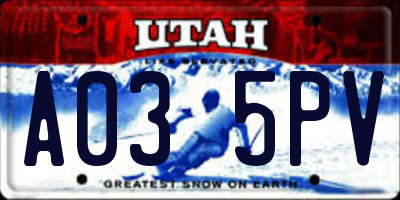 UT license plate A035PV
