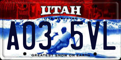 UT license plate A035VL