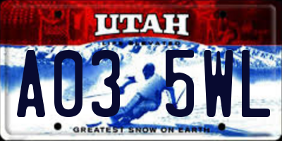 UT license plate A035WL