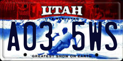 UT license plate A035WS