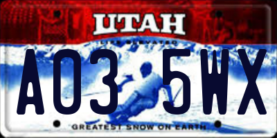 UT license plate A035WX
