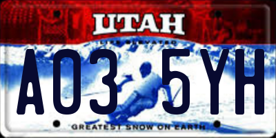 UT license plate A035YH